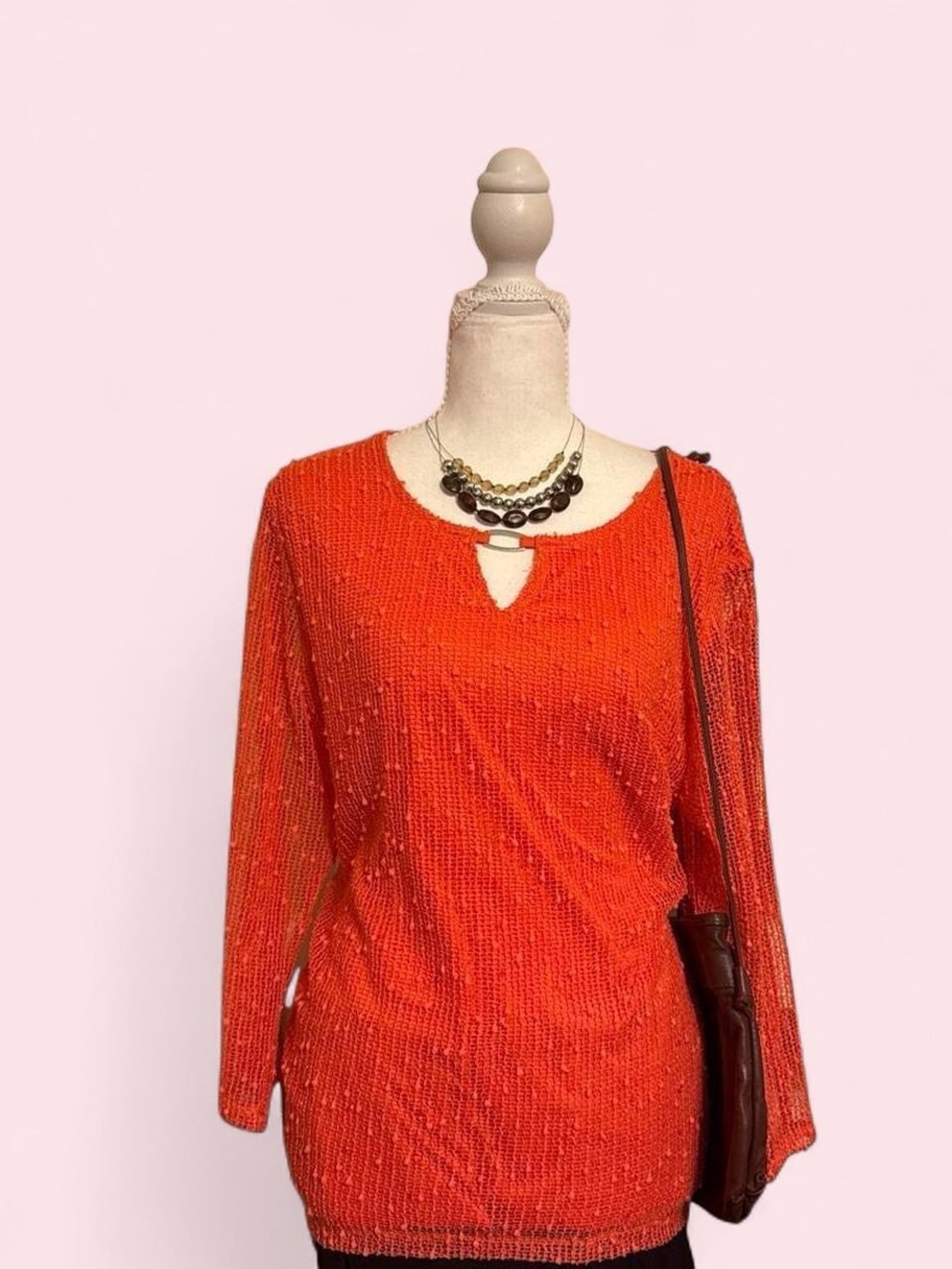 Textured Orange Boho Blouse